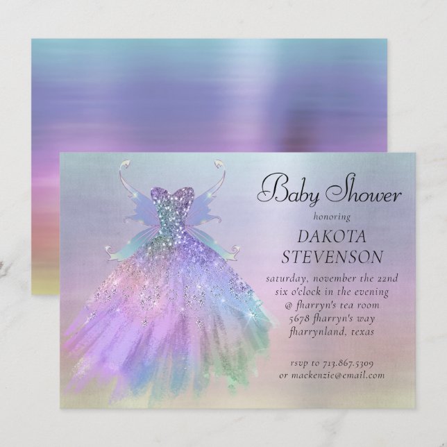 Invitation Gown Ethereal Fairy Wing | Rainbow Pastel Sheen (Devant / Derrière)