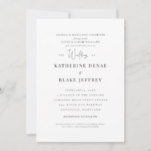 Invitation Grâce Élégante Deux Parents Mariage II