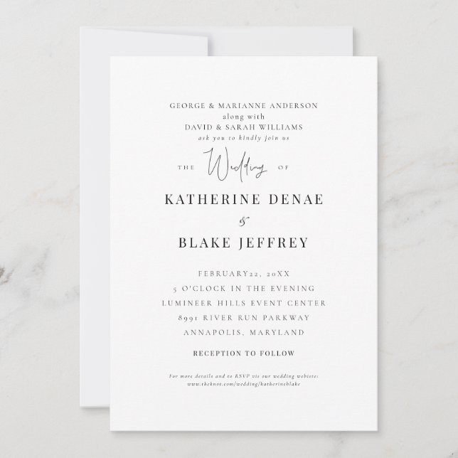 Invitation Grâce Élégante Deux Parents Mariage II (Devant)