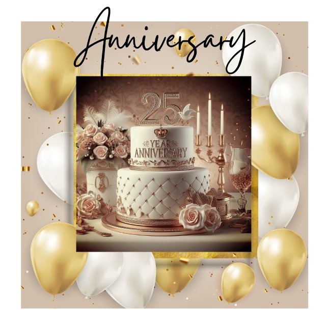 INVITATION GRACEFUL 25E ANNIVERSAIRE MARIAGE CAKE (Créateur téléchargé)