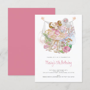 Invitation Graceful Ballerina Rose Girl 5e fête d'anniversair