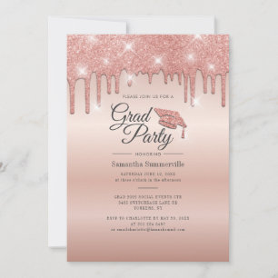 Invitation Grad 2022 Rose Gold Parties scintillant Graduation