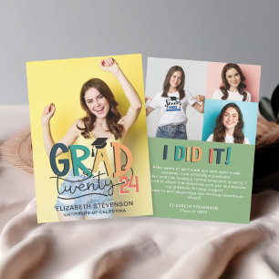 Invitation Grad 2023 rétro coloré fête de graduation 4 photo