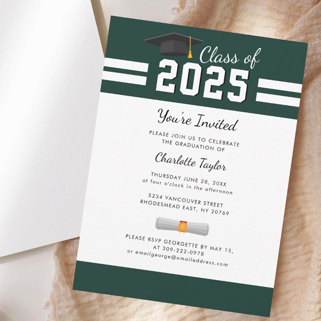 Invitation Grad 2023 Script Green Graduation Party (Graduation 2025 Party Green Modern Grad Invitation)