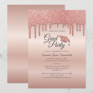 Invitation Grad 2025 Rose Parties scintillant d'or de la part
