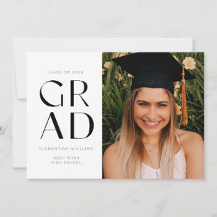 Invitation Grad Block Modern Photo Graduation