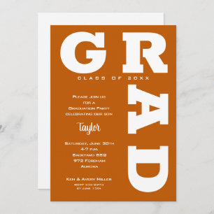 Invitation GRAD Burnt Orange Graduation