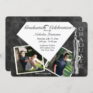 Invitation Grad Casquette et Tassel Twin Photo