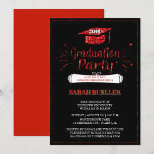 Invitation Grad Casquette Red Parties scintillant 2018 Gradua