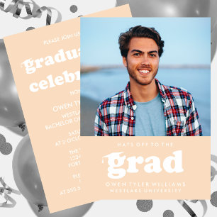 INVITATION GRAD CASQUETTES RETRO OFF À GRAD PHOTO GRAD INVITA
