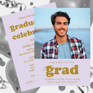 INVITATION GRAD CASQUETTES RETRO OFF À GRAD PHOTO GRAD INVITA