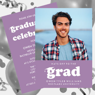 INVITATION GRAD CASQUETTES RETRO OFF À GRAD PHOTO GRAD INVITA