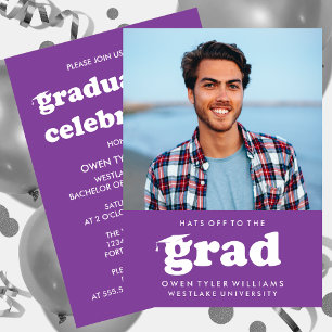 INVITATION GRAD CASQUETTES RETRO OFF À GRAD PHOTO GRAD INVITA