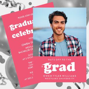 INVITATION GRAD CASQUETTES RETRO OFF À GRAD PHOTO GRAD INVITA