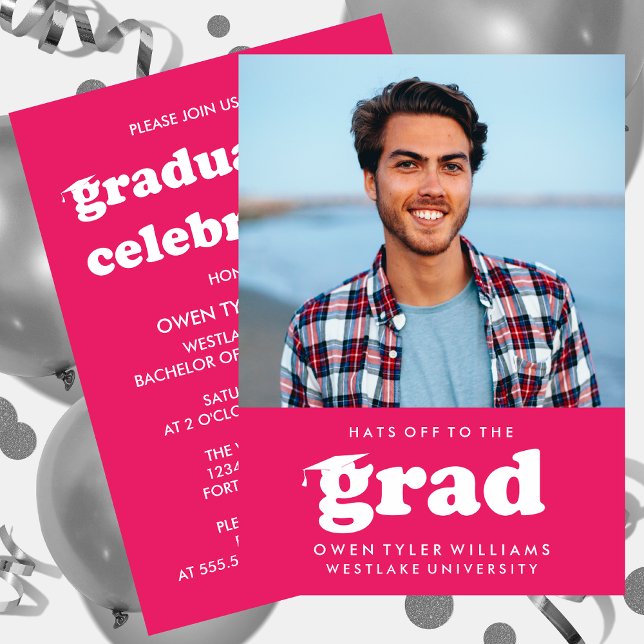 INVITATION GRAD CASQUETTES RETRO OFF À GRAD PHOTO GRAD INVITA (Créateur téléchargé)