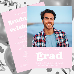 INVITATION GRAD CASQUETTES RETRO OFF À GRAD PHOTO GRAD INVITA