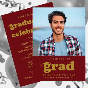 INVITATION GRAD CASQUETTES RETRO OFF À GRAD PHOTO GRAD INVITA