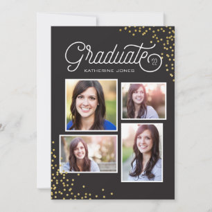 Invitation Grad Glamour 4Photo Collage Graduation