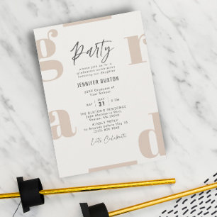 Invitation Grad Moderne Beige Taupe Graduation Party