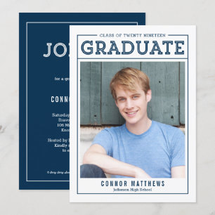Invitation Grad Moderne ÉDITABLE COULEUR Grad Grad