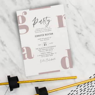 Invitation Grad Moderne Purple & Beige Graduation Party
