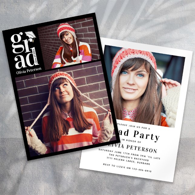 Invitation GRAD Multi Photo Collage Partie de graduation (Créateur téléchargé)