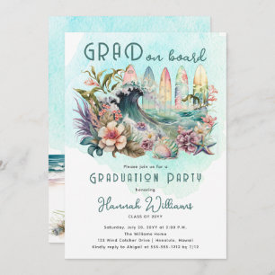 Invitation GRAD on Board Tropical Surfing Graduation Party