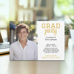 Invitation Grad Party avec photo verticale Classic Graduation