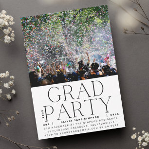 Invitation GRAD PARTY Black Fun University Celebration