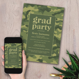 Invitation Grad Party - Camo vert Imprimer pour Graduation Pa
