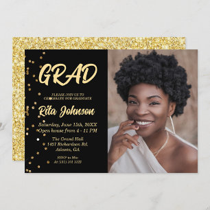 Invitation Grad Party Class of 2023 Gold Parties scintillant 