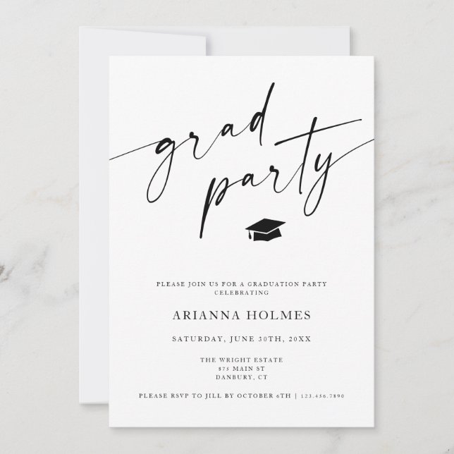 Invitation Grad Party de la minimaliste Grad Party (Devant)