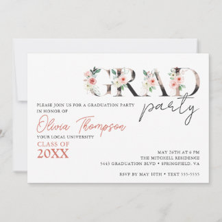 Invitation GRAD PARTY Floral Graduation Party