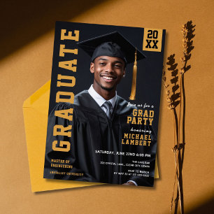 Invitation Grad Party moderne - Diplôme photo
