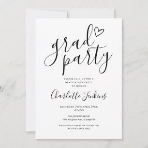 Invitation Grad Party Script Heart Graduation Party