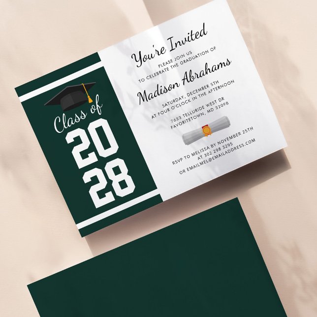 Invitation Grad Party Simple Green and White Graduation 2023 (Créateur téléchargé)