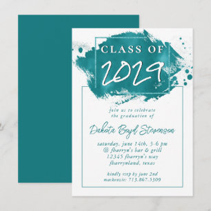 Invitation Grad peint   Turquoise Splatter Brushstroke Party