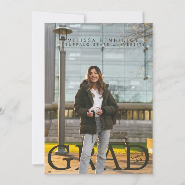 Invitation GRAD Photo Party Green Gray Invite (Devant)