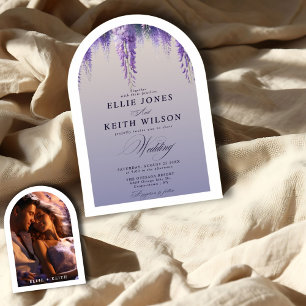 Invitation Gradient Whimsal violet floral Arche photo Maridin