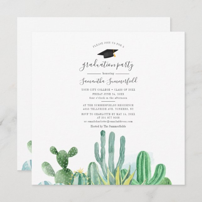 Invitation Graduate 2024 Watercolor Graduation Party (Devant / Derrière)