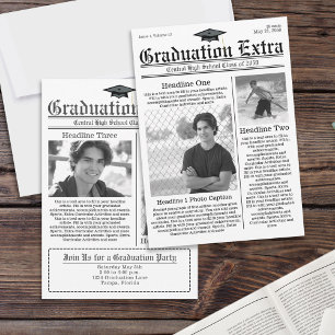 Invitation Graduate Black and White Photo Collage Journal