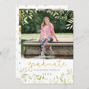 Invitation Graduate Botanical Gold Foil Green 4 Photo
