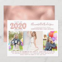 Graduate Class 2020 Rose Gold Balloon Graduation