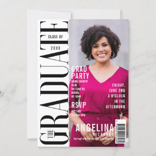 Invitation Graduate Fun Magazine tendance Couverture Grad Par