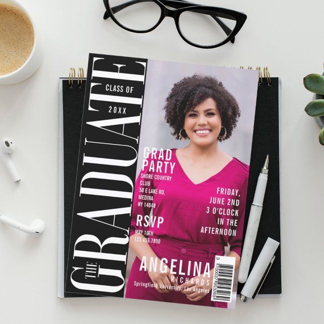 Invitation Graduate Fun Magazine tendance Couverture Grad Par (Créateur téléchargé)