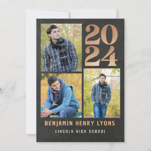 Invitation Graduate Gold Chalkboard Class of 2024 Printable