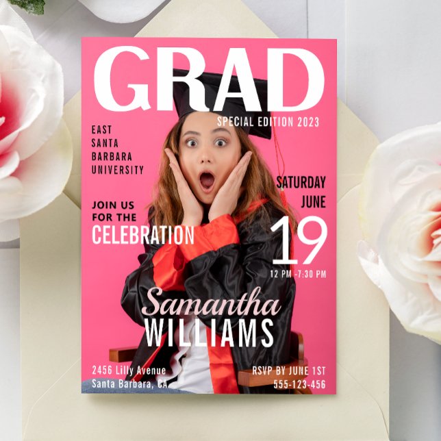 Invitation Graduate Magazine Cover Photo Graduation Party (Créateur téléchargé)