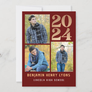 Invitation Graduate Maroon Class of 2024 Printable