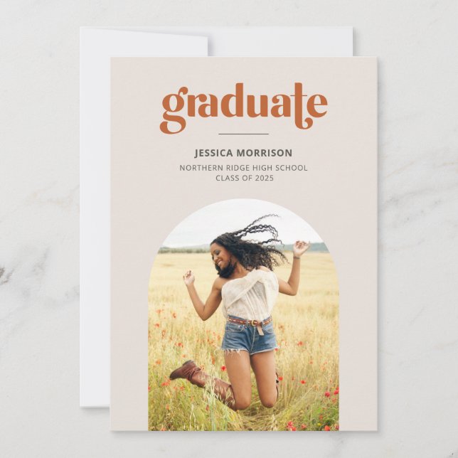 Invitation Graduate minimaliste Arched Photo Party (Devant)