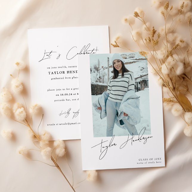 Invitation Graduate minimum de la fête de graduation photo (Créateur téléchargé)